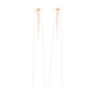 Simone Rocha Slim Bow Ribbon Drip Earrings