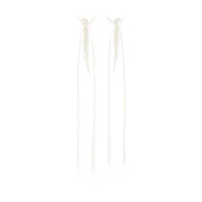 Simone Rocha Slim Bow Ribbon Drip Earrings