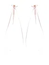 Simone Rocha Slim Bow Ribbon Drip Earrings In Pink