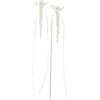 Simone Rocha Slim Bow Ribbon Drop Earrings In Pearl