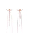 Simone Rocha Slim Bow Ribbon Drop Earrings In Pink