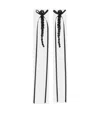 Simone Rocha Slim Bow Ribbon Drip Earrings In Black