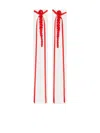Simone Rocha Red Bow Ribbon Drip Earrings In Red