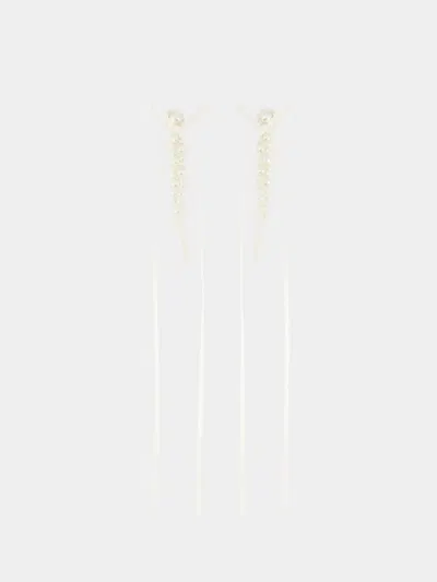 Simone Rocha Slim Bow Ribbon Earrings In White