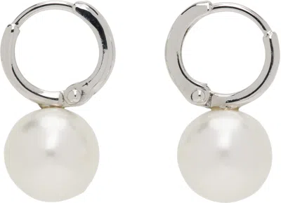 Simone Rocha Small Pearl Hoop Earrings In Brown