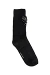 Simone Rocha Crystal-embellished Ribbed Wool-blend Socks In Black