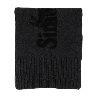 Simone Rocha Soft Wool Scarf With Subtle Logo Design In Black