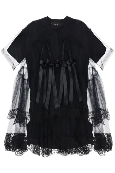 SIMONE ROCHA SOPHISTICATED BLACK MIDI DRESS WITH BOW ACCENTS