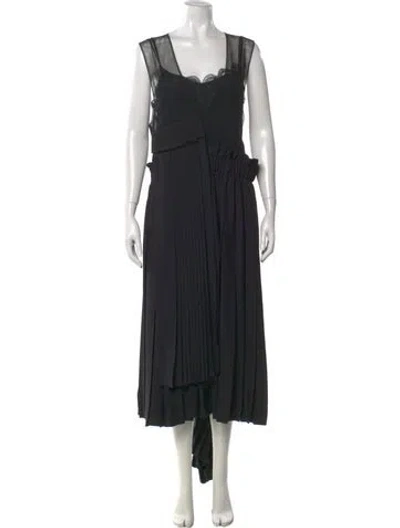 Pre-owned Simone Rocha Square Neckline Long Dress In Black