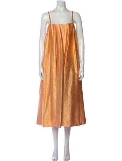 Pre-owned Simone Rocha Square Neckline Long Dress In Orange