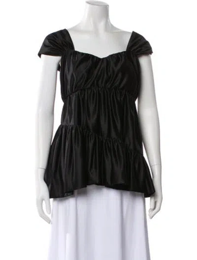 Pre-owned Simone Rocha Square Neckline Short Sleeve Top In Black