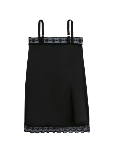 Simone Rocha Square-neck Lace-trim Dress In Black