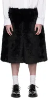 Simone Rocha Ssense Exclusive Black Faux-fur Shorts In Black