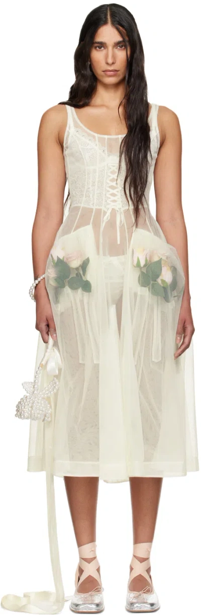 Simone Rocha Ssense Exclusive Off-white Sheer Maxi Dress In Ivory