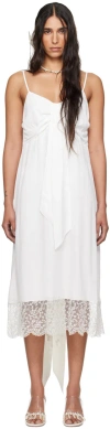 SIMONE ROCHA SSENSE EXCLUSIVE WHITE FRONT BOW SLIP DRESS