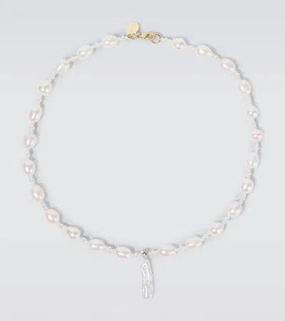 Simone Rocha Staccato Pearls And Faux Pearls Pendant Necklace In White