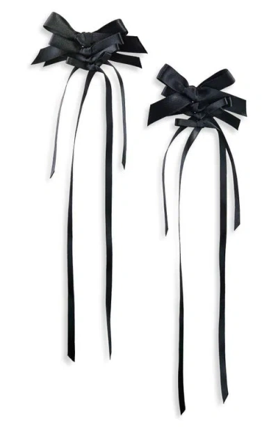 Simone Rocha Bow-detail Satin Earrings In Black