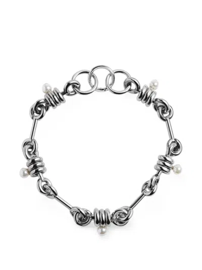 Simone Rocha Stacked-link Pearl Necklace In Silver