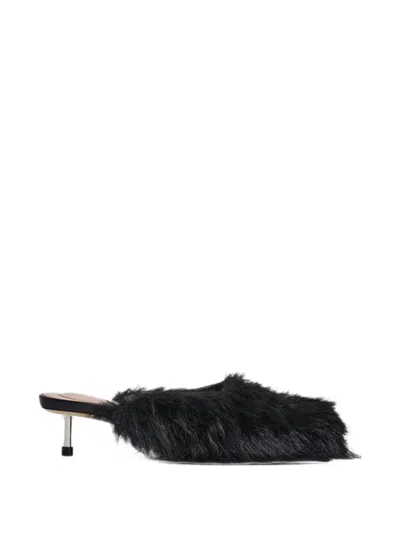 Simone Rocha Stiletto Faux-fur Mules In Black
