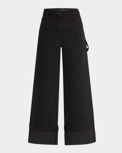 Simone Rocha Straight-leg Cuffed Boyfriend Jeans In Black