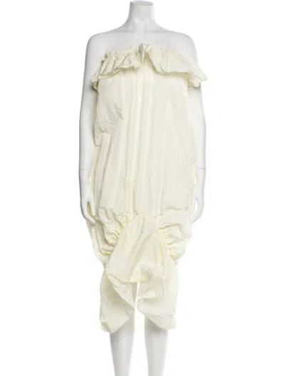 Pre-owned Simone Rocha Strapless Knee-length Dress In White