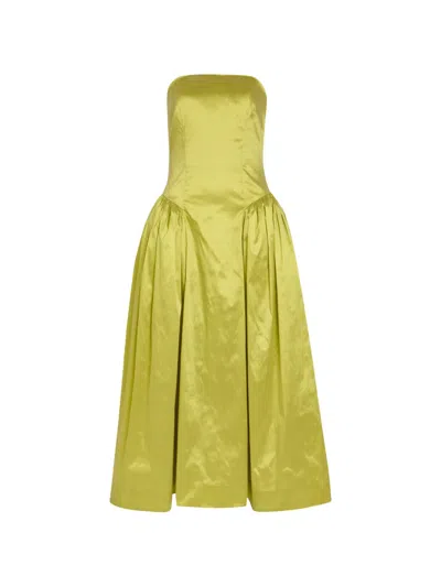 Simone Rocha Strapless Taffeta Midi Dress In Green