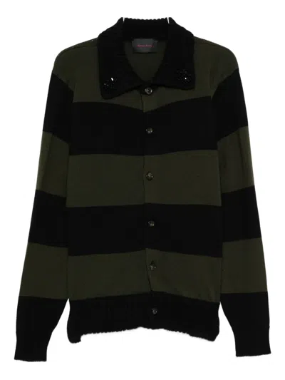 Simone Rocha Striped Cardigan In Black