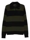 Simone Rocha Striped Embellished-collar Polo Shirt In Green