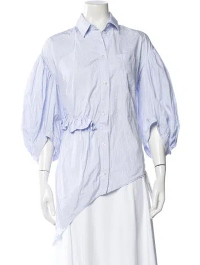 Pre-owned Simone Rocha Striped Long Sleeve Blouse In Blue
