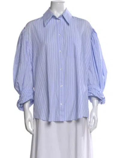 Pre-owned Simone Rocha Striped Long Sleeve Blouse In Blue