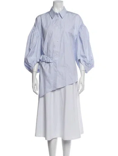 Pre-owned Simone Rocha Striped Long Sleeve Blouse In Blue
