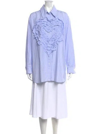 Pre-owned Simone Rocha Striped Long Sleeve Blouse In Blue