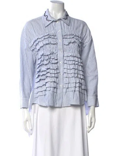 Pre-owned Simone Rocha Striped Long Sleeve Blouse In Blue/white