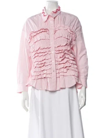 Pre-owned Simone Rocha Striped Long Sleeve Blouse In Pink
