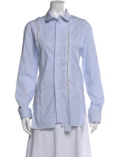 Pre-owned Simone Rocha Striped Long Sleeve Blouse W/ Tags In Blue