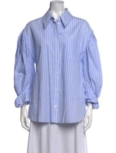 Pre-owned Simone Rocha Striped Long Sleeve Button-up Top In Blue