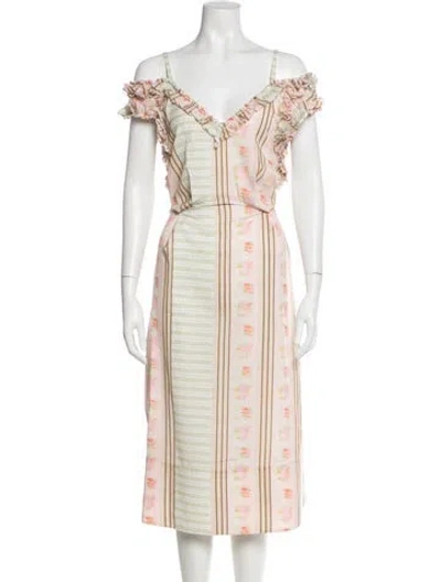 Pre-owned Simone Rocha Striped Midi Length Dress In Pink