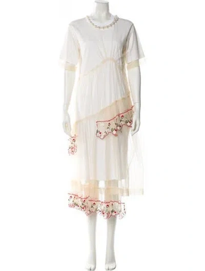 Pre-owned Simone Rocha Striped Midi Length Dress In White