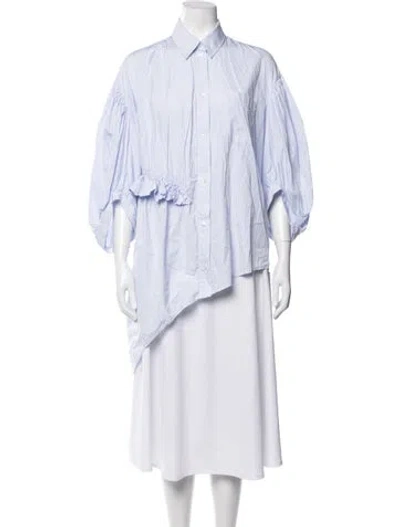 Pre-owned Simone Rocha Striped Three-quarter Sleeve Top In Blue