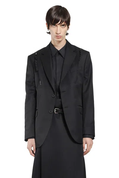 Simone Rocha Structured Slash Blazer With Daisy In Black
