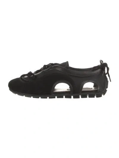Pre-owned Simone Rocha Suede Flats W/ Tags In Black