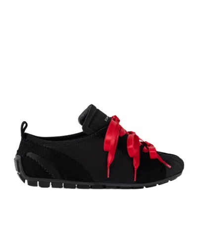 Simone Rocha Suede-trimmed Shell Sneakers In Black
