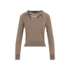 Simone Rocha Fitted Long-sleeve Sweater With Pearl Accents And Ribbon Detail In Brown