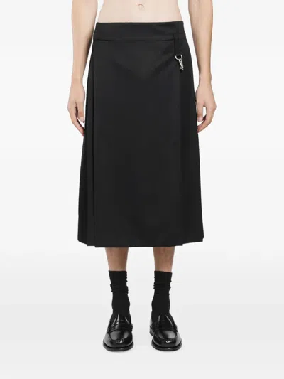Simone Rocha Tailored Clip Kilt Midi Skirt In Black