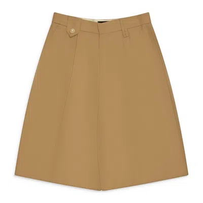 Simone Rocha Tailored Wide Leg Belt Loop Tab Shorts W/ Daisy Beige In Brown
