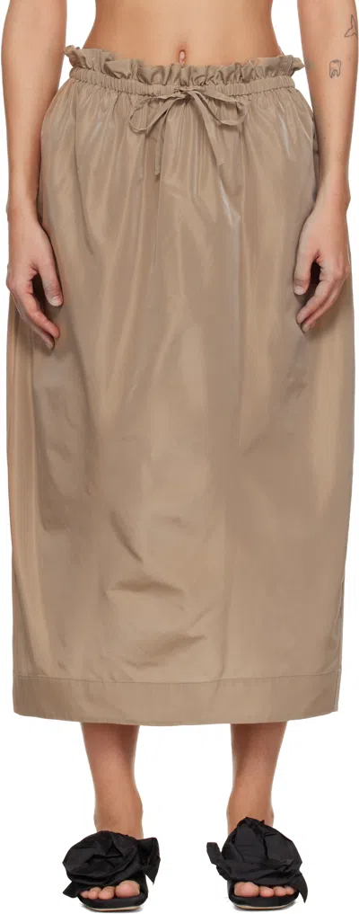 Simone Rocha Tan Gathered Waist Tulip Midi Skirt In Nude
