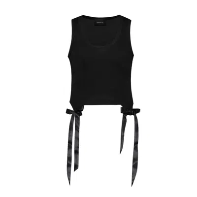 Simone Rocha Tank Top With Bow Tails - Cotton - Black