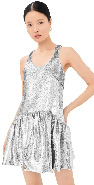 Simone Rocha Tapered Back Peplum Mini Dress Silver