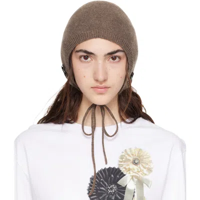 Simone Rocha Taupe Cashmere Bonnet In Brown
