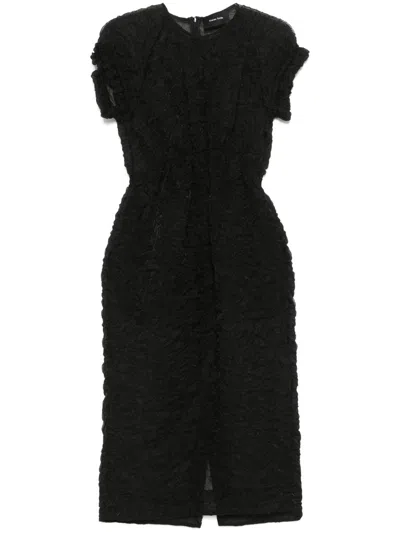 SIMONE ROCHA TEXTURED MIDI DRESS - WOMEN'S - COTTON/POLYAMIDE/POLYESTER/ACETATEVISCOSE